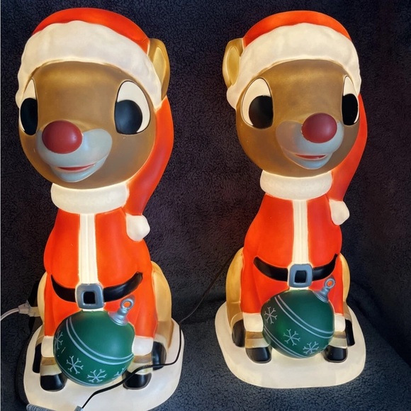2-two feet Gemmy Rudolph Blow Mold Christmas Decorations